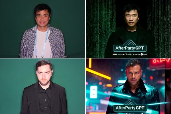 before and after photos from a  AI photo booth